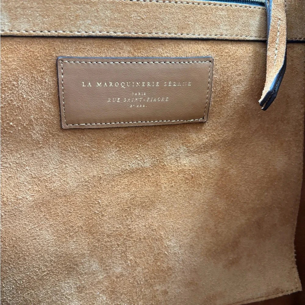 EUC Sezane Camel Beige Caramel Sand Suede Gabin Tote Bag Weekender Large Maxi
